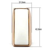 Alamode IP Rose Gold(Ion Plating) Brass Ring with Synthetic Synthetic Stone in White - Alamode - Flyclothing LLC