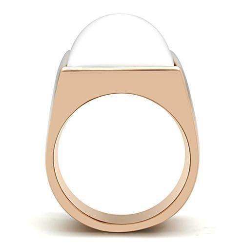 Alamode IP Rose Gold(Ion Plating) Brass Ring with Synthetic Synthetic Stone in White - Alamode - Flyclothing LLC