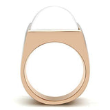 Alamode IP Rose Gold(Ion Plating) Brass Ring with Synthetic Synthetic Stone in White - Alamode