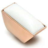 Alamode IP Rose Gold(Ion Plating) Brass Ring with Synthetic Synthetic Stone in White - Alamode - Flyclothing LLC