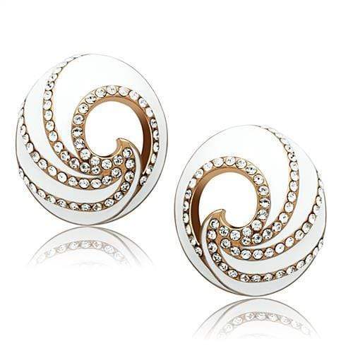 Alamode IP Rose Gold(Ion Plating) Brass Earrings with Top Grade Crystal in Clear - Alamode - Flyclothing LLC