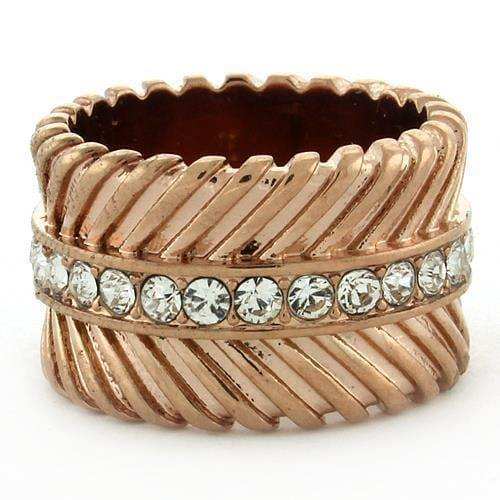 Alamode IP Rose Gold(Ion Plating) Brass Ring with Top Grade Crystal in Clear - Alamode - Flyclothing LLC