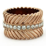 Alamode IP Rose Gold(Ion Plating) Brass Ring with Top Grade Crystal in Clear - Alamode