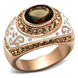 Alamode IP Rose Gold(Ion Plating) Brass Ring with Synthetic Synthetic Glass in Brown - Alamode - Flyclothing LLC