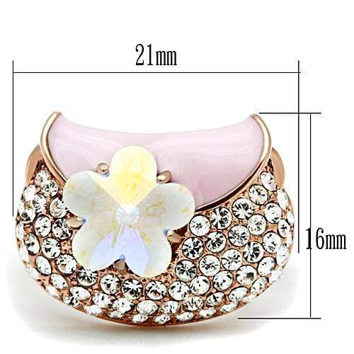 Alamode IP Rose Gold(Ion Plating) Brass Ring with Top Grade Crystal in Clear - Alamode - Flyclothing LLC