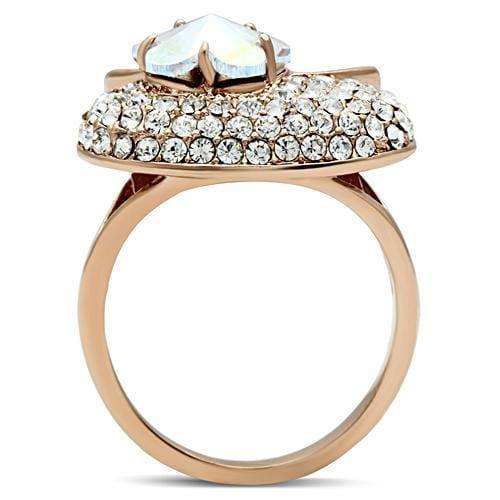 Alamode IP Rose Gold(Ion Plating) Brass Ring with Top Grade Crystal in Clear - Alamode - Flyclothing LLC