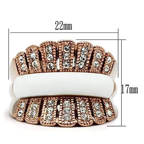 Alamode IP Rose Gold(Ion Plating) Brass Ring with Semi-Precious Agate in White - Alamode - Flyclothing LLC