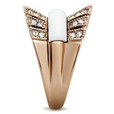 Alamode IP Rose Gold(Ion Plating) Brass Ring with Semi-Precious Agate in White - Alamode - Flyclothing LLC