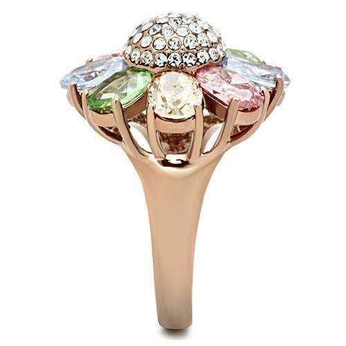 Alamode IP Rose Gold(Ion Plating) Brass Ring with AAA Grade CZ in Multi Color - Alamode - Flyclothing LLC