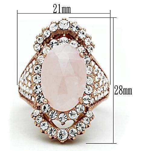 Alamode IP Rose Gold(Ion Plating) Brass Ring with Precious Stone PINK CRYSTAL in Light Rose - Alamode - Flyclothing LLC