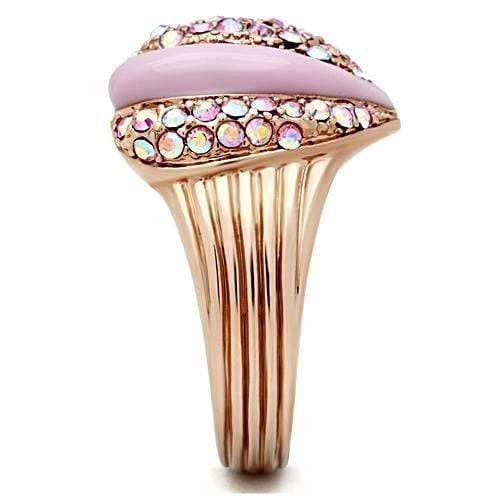 Alamode IP Rose Gold(Ion Plating) Brass Ring with Top Grade Crystal in Light Rose - Alamode - Flyclothing LLC