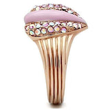 Alamode IP Rose Gold(Ion Plating) Brass Ring with Top Grade Crystal in Light Rose - Alamode - Flyclothing LLC
