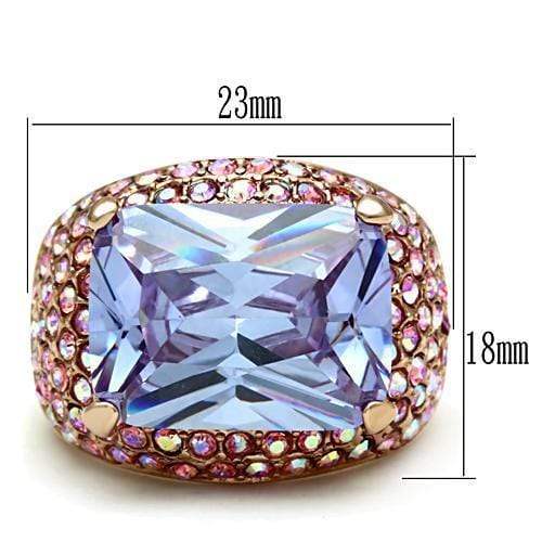 Alamode IP Rose Gold(Ion Plating) Brass Ring with AAA Grade CZ in Light Amethyst - Alamode - Flyclothing LLC