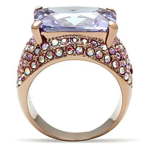 Alamode IP Rose Gold(Ion Plating) Brass Ring with AAA Grade CZ in Light Amethyst - Alamode - Flyclothing LLC