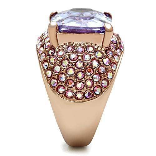 Alamode IP Rose Gold(Ion Plating) Brass Ring with AAA Grade CZ in Light Amethyst - Alamode - Flyclothing LLC