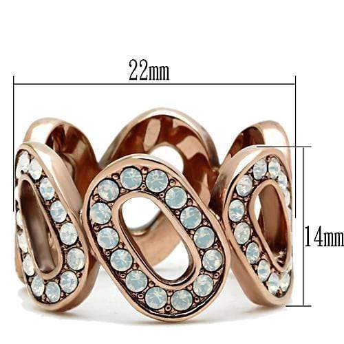 Alamode IP Rose Gold(Ion Plating) Brass Ring with Top Grade Crystal in Aurora Borealis (Rainbow Effect) - Alamode - Flyclothing LLC