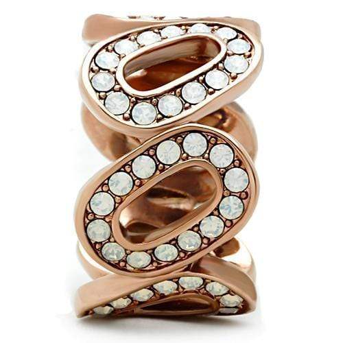 Alamode IP Rose Gold(Ion Plating) Brass Ring with Top Grade Crystal in Aurora Borealis (Rainbow Effect) - Alamode - Flyclothing LLC