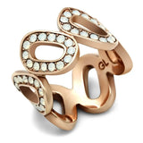 Alamode IP Rose Gold(Ion Plating) Brass Ring with Top Grade Crystal in Aurora Borealis (Rainbow Effect) - Alamode - Flyclothing LLC