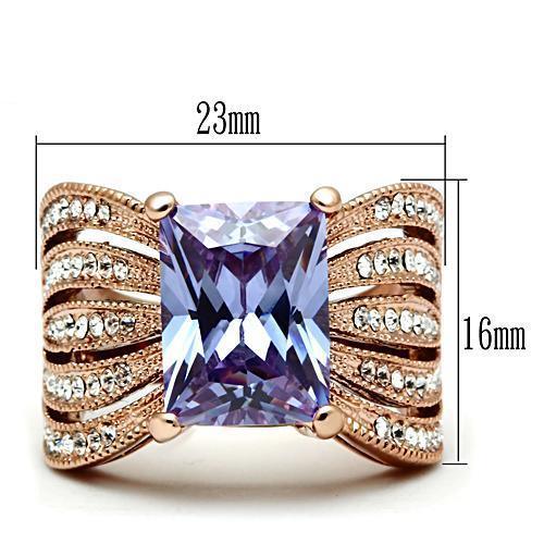 Alamode IP Rose Gold(Ion Plating) Brass Ring with AAA Grade CZ in Light Amethyst - Flyclothing LLC
