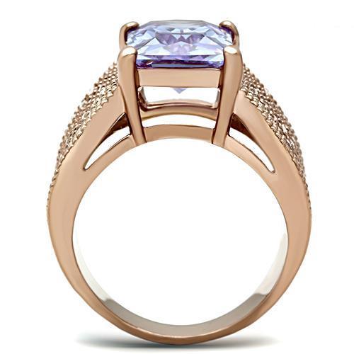 Alamode IP Rose Gold(Ion Plating) Brass Ring with AAA Grade CZ in Light Amethyst - Flyclothing LLC