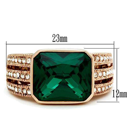 Alamode IP Rose Gold(Ion Plating) Brass Ring with Synthetic Synthetic Glass in Blue Zircon - Alamode - Flyclothing LLC