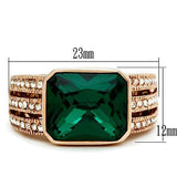 Alamode IP Rose Gold(Ion Plating) Brass Ring with Synthetic Synthetic Glass in Blue Zircon - Alamode