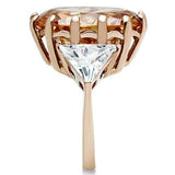 Alamode IP Rose Gold(Ion Plating) Brass Ring with AAA Grade CZ in Champagne - Alamode - Flyclothing LLC