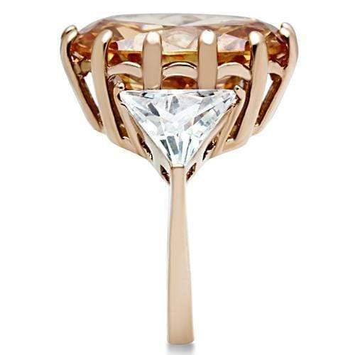 Alamode IP Rose Gold(Ion Plating) Brass Ring with AAA Grade CZ in Champagne - Alamode - Flyclothing LLC