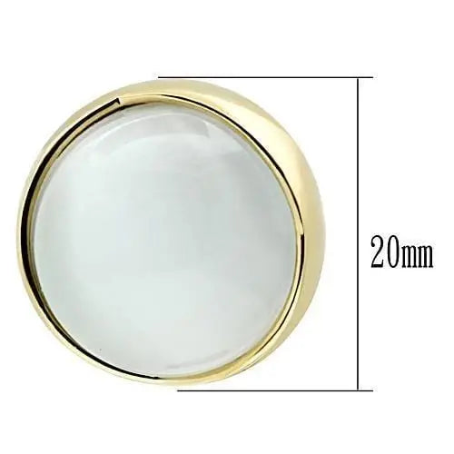 Alamode IP Gold(Ion Plating) Brass Earrings with Synthetic Cat Eye in White - Alamode - Flyclothing LLC