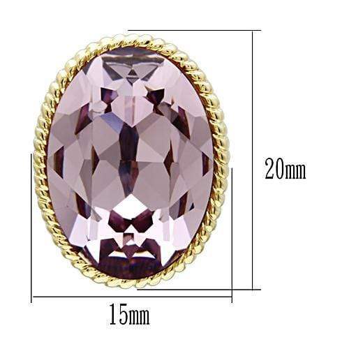 Alamode IP Gold(Ion Plating) Brass Earrings with Top Grade Crystal in Light Amethyst - Alamode - Flyclothing LLC