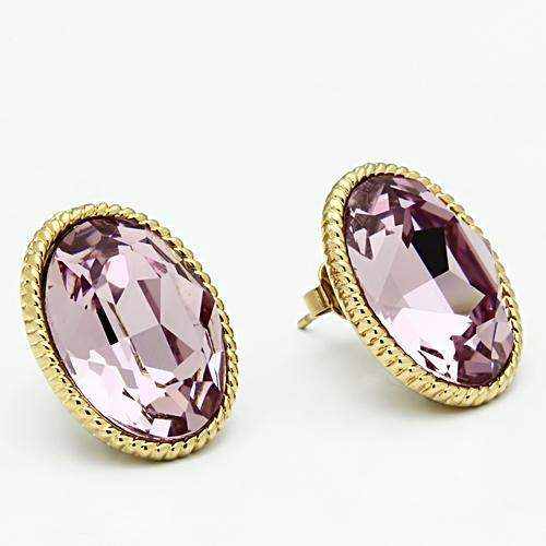 Alamode IP Gold(Ion Plating) Brass Earrings with Top Grade Crystal in Light Amethyst - Alamode - Flyclothing LLC