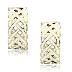 Alamode IP Gold(Ion Plating) Brass Earrings with Epoxy in White - Alamode