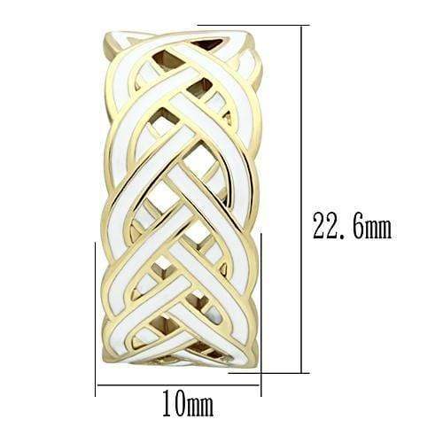 Alamode IP Gold(Ion Plating) Brass Earrings with Epoxy in White - Alamode - Flyclothing LLC
