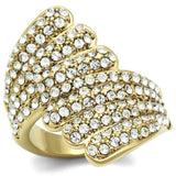 Alamode IP Gold(Ion Plating) Brass Ring with Top Grade Crystal in Clear - Alamode - Flyclothing LLC