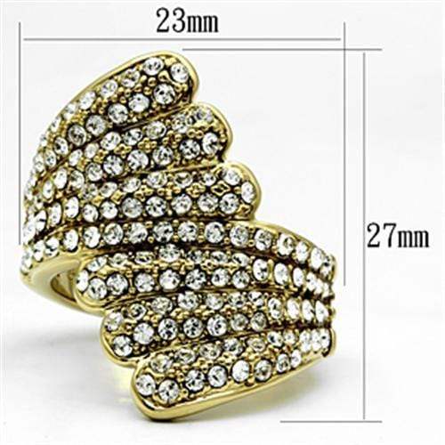 Alamode IP Gold(Ion Plating) Brass Ring with Top Grade Crystal in Clear - Alamode - Flyclothing LLC