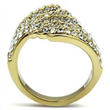 Alamode IP Gold(Ion Plating) Brass Ring with Top Grade Crystal in Clear - Alamode - Flyclothing LLC