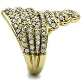 Alamode IP Gold(Ion Plating) Brass Ring with Top Grade Crystal in Clear - Alamode - Flyclothing LLC