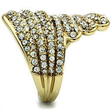 Alamode IP Gold(Ion Plating) Brass Ring with Top Grade Crystal in Clear - Alamode - Flyclothing LLC