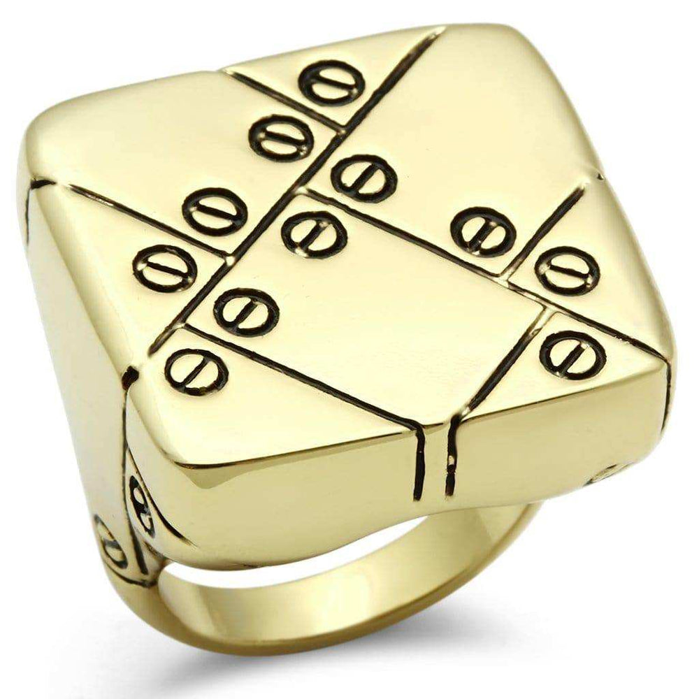 Alamode IP Gold(Ion Plating) Brass Ring with Epoxy in Jet - Alamode - Flyclothing LLC