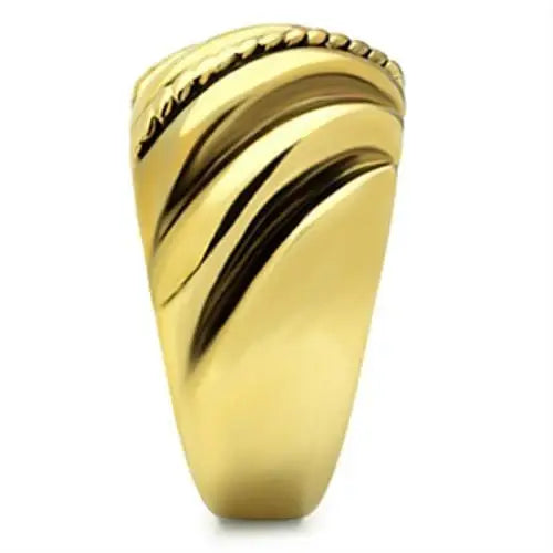 Alamode IP Gold(Ion Plating) Brass Ring with Epoxy in Jet - Alamode - Flyclothing LLC