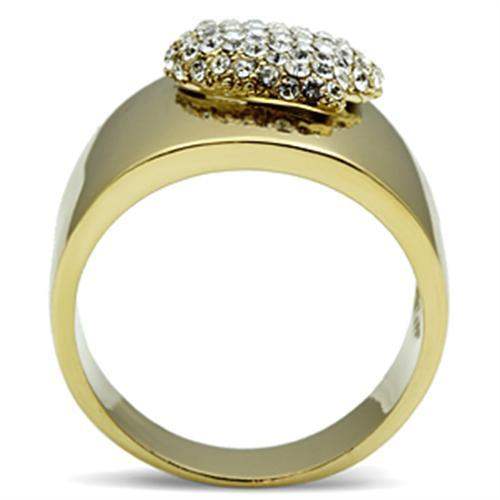 Alamode IP Gold(Ion Plating) Brass Ring with Top Grade Crystal in Clear - Alamode - Flyclothing LLC