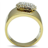 Alamode IP Gold(Ion Plating) Brass Ring with Top Grade Crystal in Clear - Alamode - Flyclothing LLC