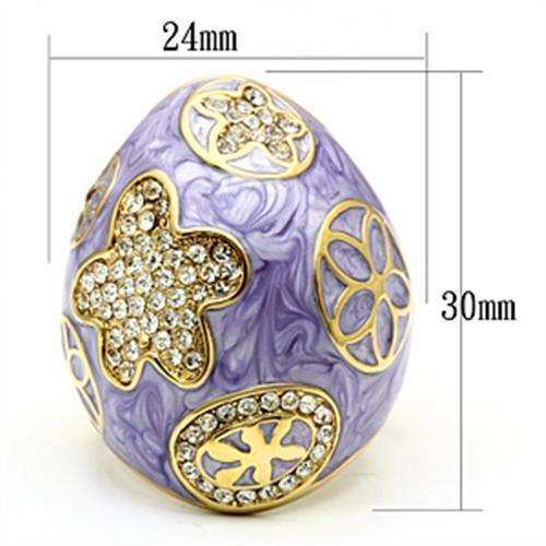 Alamode IP Gold(Ion Plating) Brass Ring with Top Grade Crystal in Clear - Alamode - Flyclothing LLC