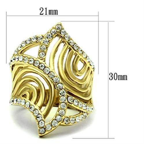Alamode IP Gold(Ion Plating) Brass Ring with Top Grade Crystal in Clear - Alamode - Flyclothing LLC