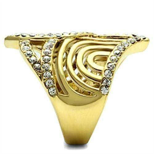 Alamode IP Gold(Ion Plating) Brass Ring with Top Grade Crystal in Clear - Alamode - Flyclothing LLC