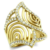 Alamode IP Gold(Ion Plating) Brass Ring with Top Grade Crystal in Clear - Alamode - Flyclothing LLC