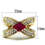 Alamode IP Gold(Ion Plating) Brass Ring with AAA Grade CZ in Ruby - Alamode - Flyclothing LLC