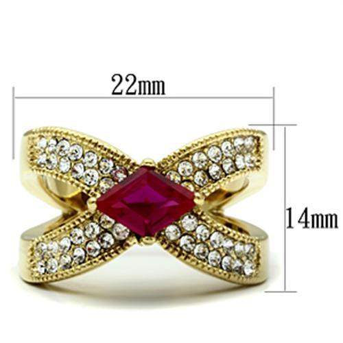 Alamode IP Gold(Ion Plating) Brass Ring with AAA Grade CZ in Ruby - Alamode - Flyclothing LLC