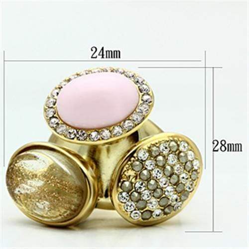 Alamode IP Gold(Ion Plating) Brass Ring with Top Grade Crystal in Multi Color - Alamode - Flyclothing LLC