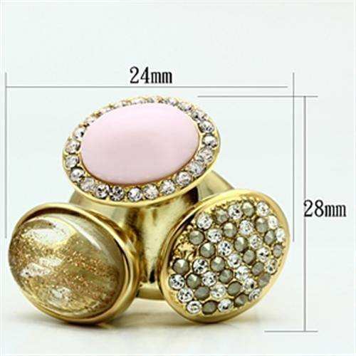 Alamode IP Gold(Ion Plating) Brass Ring with Top Grade Crystal in Multi Color - Alamode - Flyclothing LLC